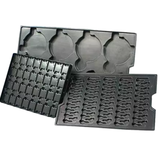 Stackable Black Plastic Conductive Tray Polypropylene For Small Parts  Storage