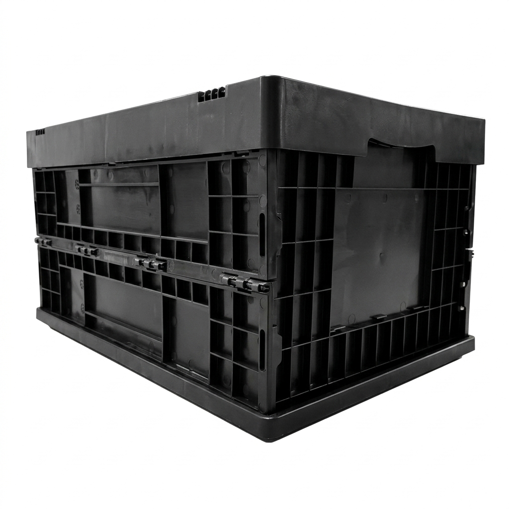 Foldable ESD injection-molded box